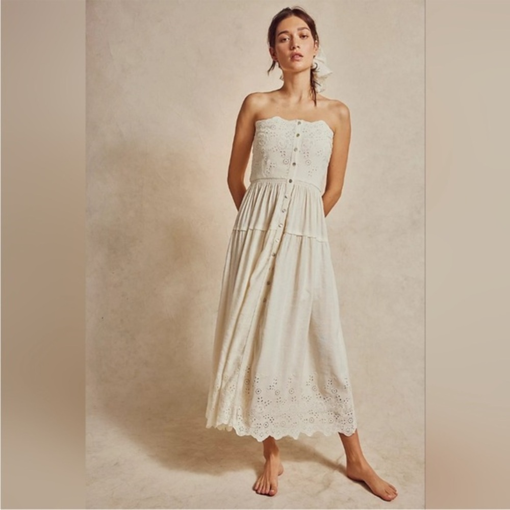 NWT Free People Evelyn Eyelet Midi - ivory - S